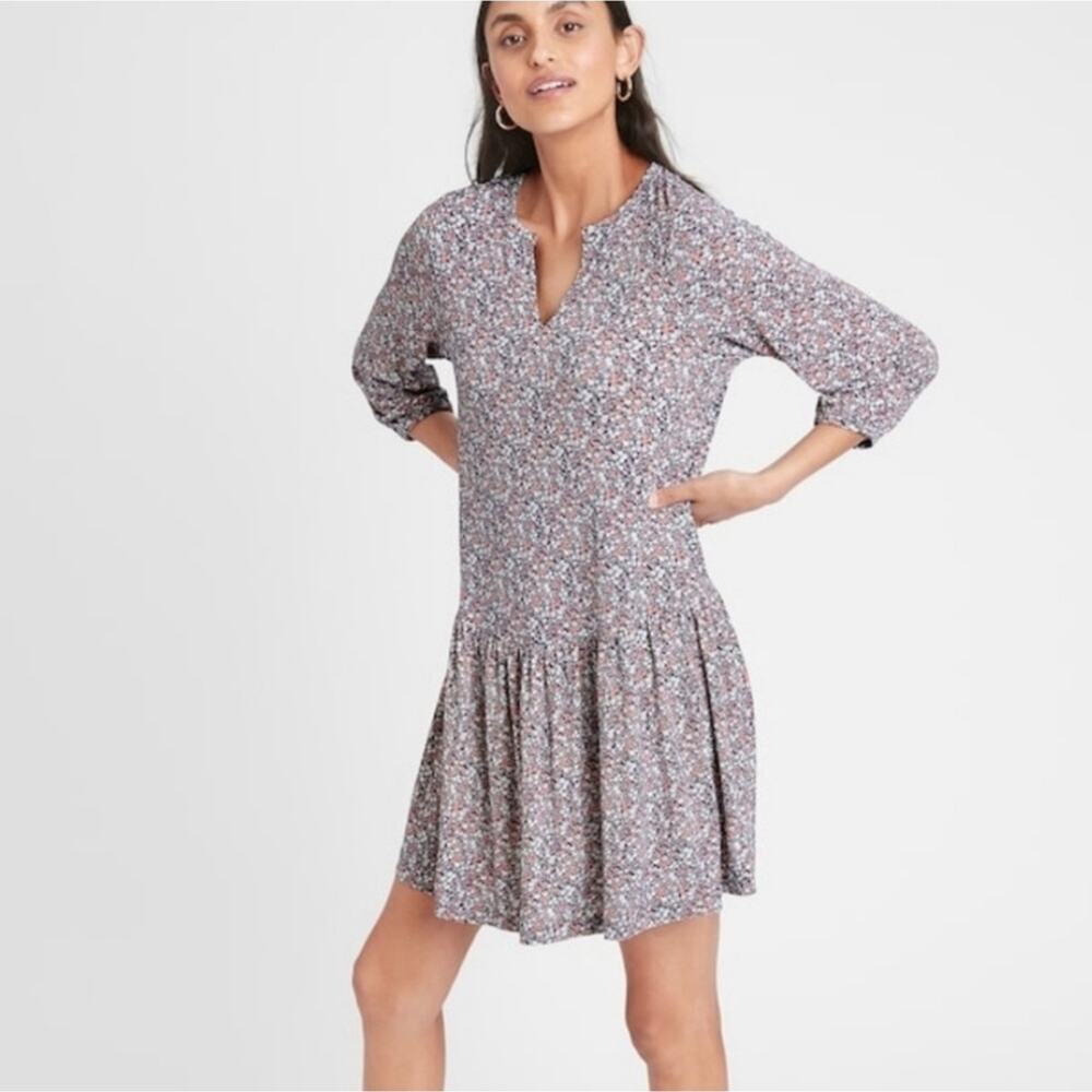 Banana Republic Long Sleeve‎ Floral Flounce Mini Dress